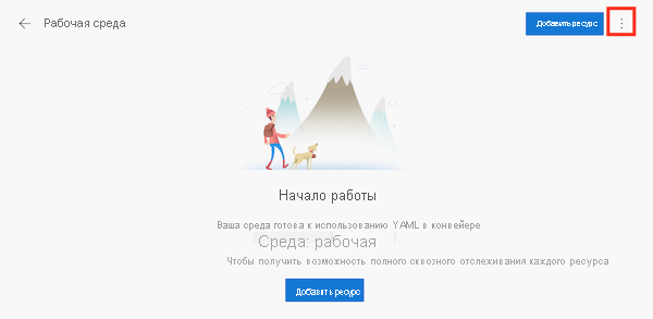 Снимок экрана интерфейса Azure DevOps: среда веб-сайта и кнопка с тремя точками.