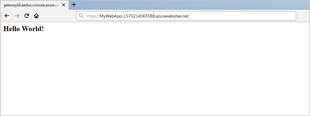 Пример веб-приложения, выполняемого в службе приложений Azure в веб-браузере.