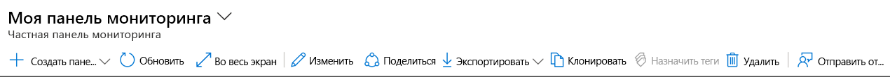 Снимок экрана: элементы управления панели мониторинга в портал Azure.