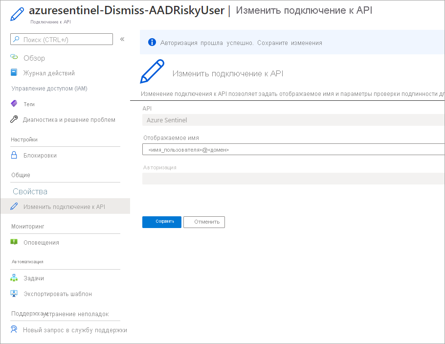 Screenshot that depicts the authorization of the API connection.