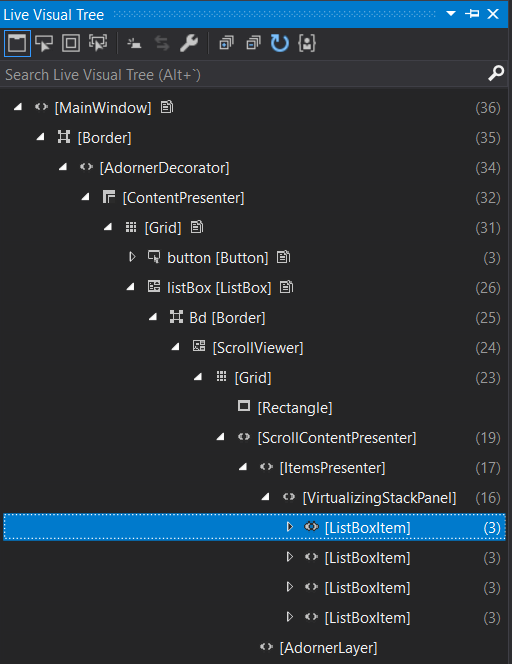 ListBoxItems in the Live Visual Tree