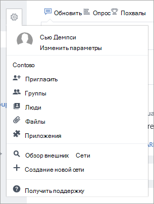 Снимок экрана: меню параметров с разрешением на создание внешних сетей.