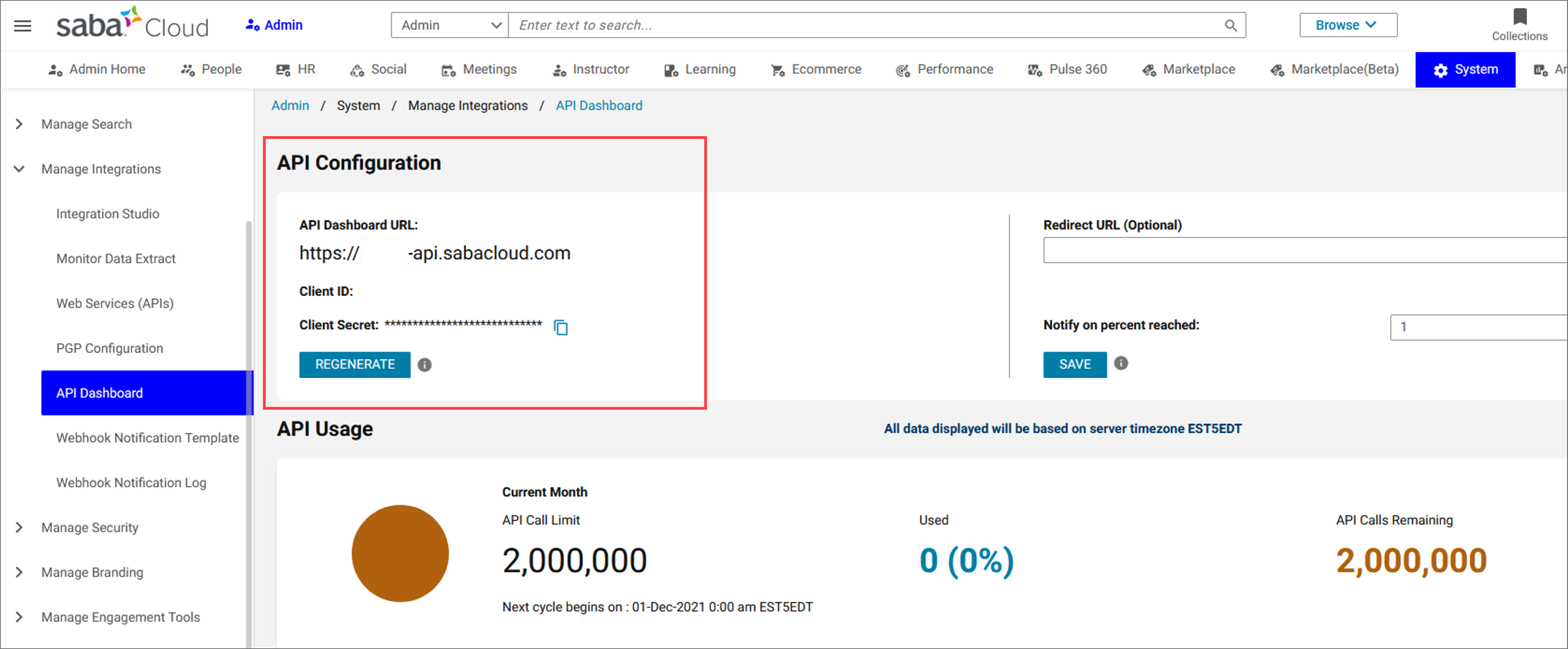 Изображение панели мониторинга API.