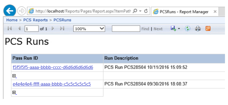 ie reporting showing pass run ids