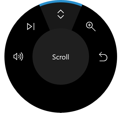 Меню RadialController по умолчанию с музыкой