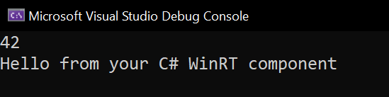 Вывод консоли  C++/WinRT