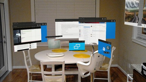 2D-приложения, организованные в Windows Смешанная реальность дома в зоне завтрака