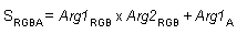 уравнение операции добавления альфа-модуляции цвета (s(rgba) = arg1(rgb) x arg2(rgb) + arg1(a))