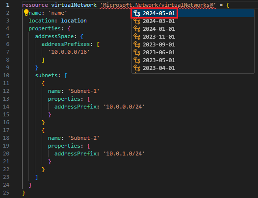 Skärmbild av uppdatering av API-version.