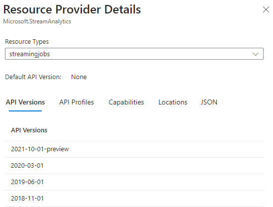 Skärmbild av information om resursprovidern i Azure Portal.