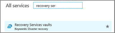 Skriv Recovery Services i dialogrutan Alla tjänster