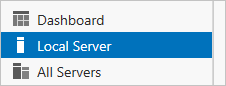 Skärmbild som visar hur du hittar lokal server till vänster i Serverhanteraren U I.