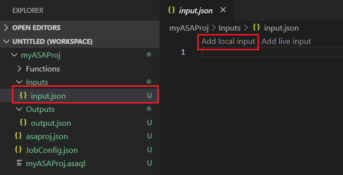 Lägga till lokala indata från projektet