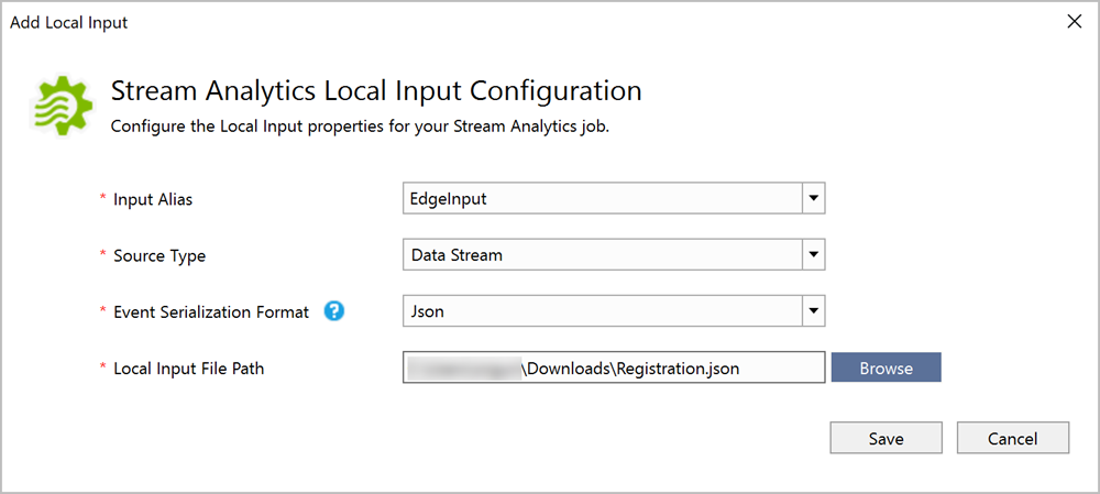 Konfiguration av lokala indata i Visual Studio