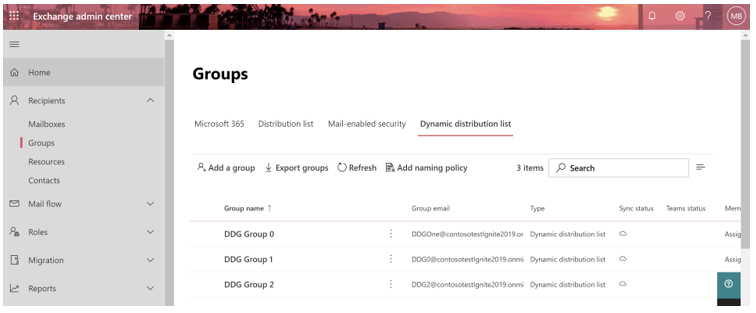 a dynamic distribution list in the modern EAC.