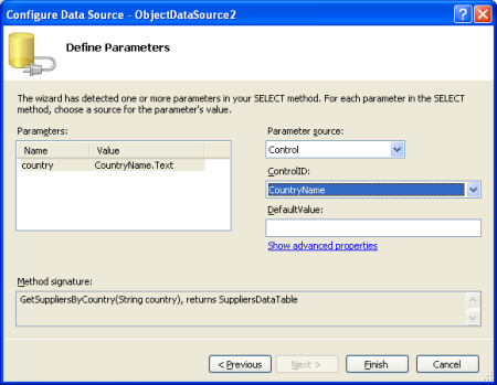 Set the Parameter Value to the CountryName Control Value