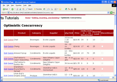 The Products are Listed in a GridView