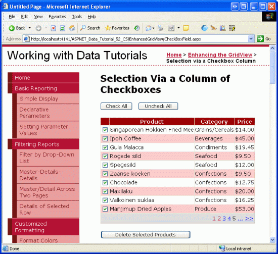 Clicking the Check All Button Selects All Checkboxes