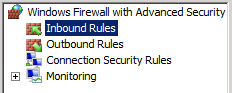 In the tree view pane, click Inbound Rules.