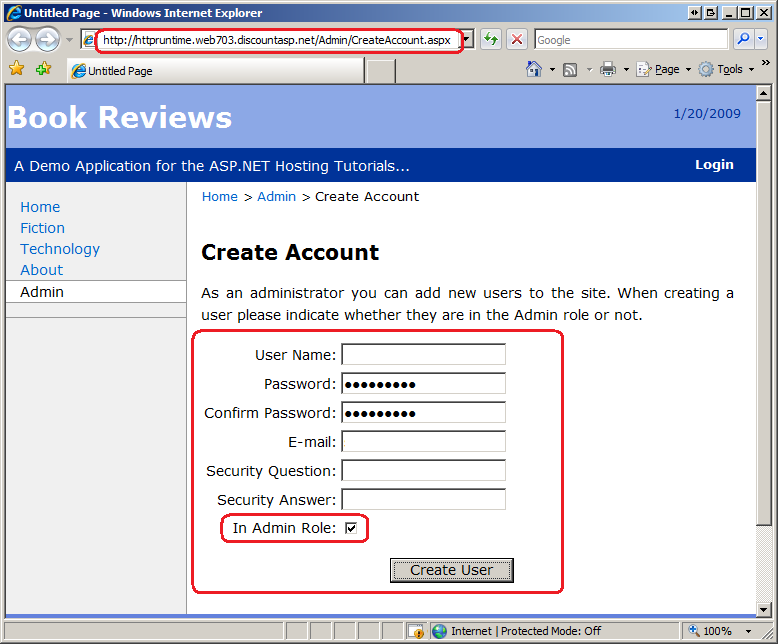 Screenshot of the Administrators being able to create new user accounts.