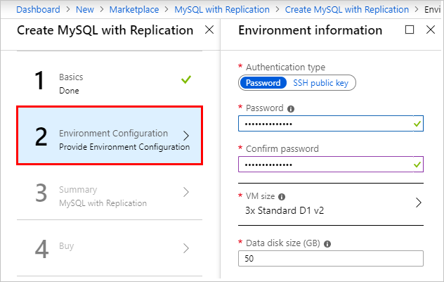 Miljökonfiguration – Skapa MySQL med replikering