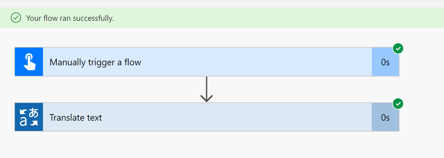 Skärmbild av lyckat flöde.