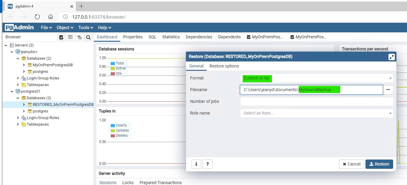 Migrera-db-restore-configure