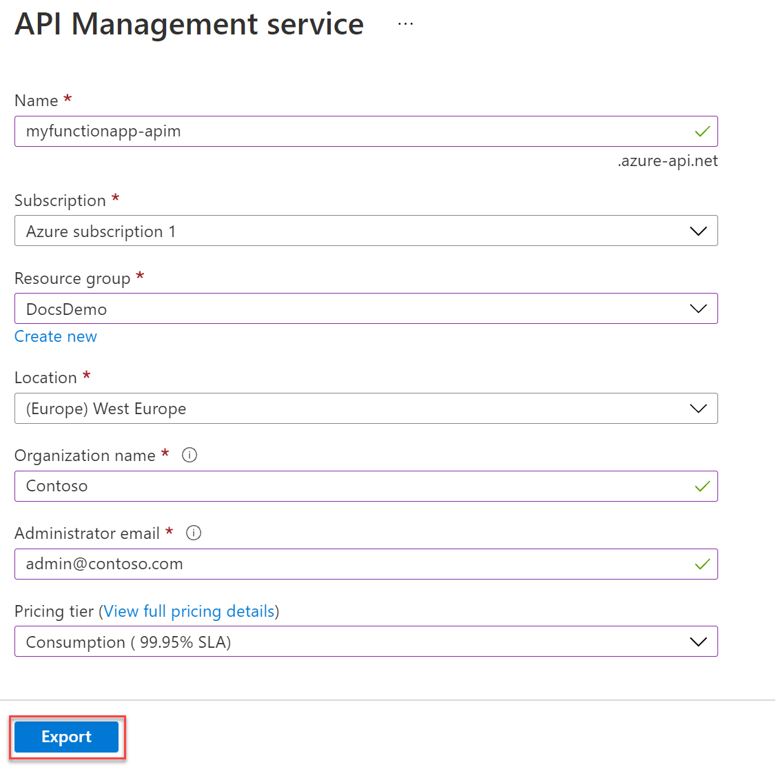 Skapa ny API Management-tjänst