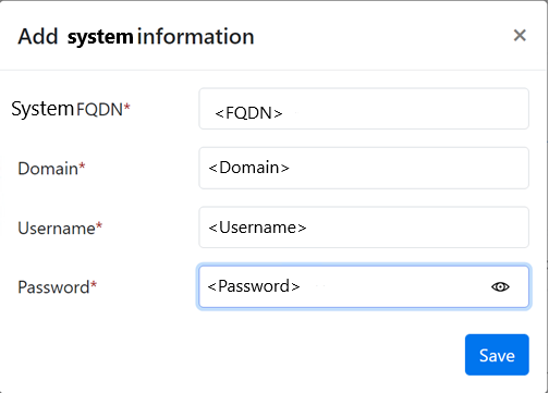 Skärmbild som visar popup-fönstret Lägg till klusterinformation.