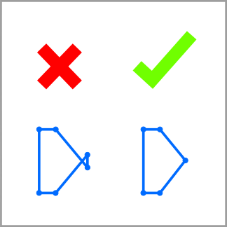 Exempel på en reparerad polygon med själv intersekering