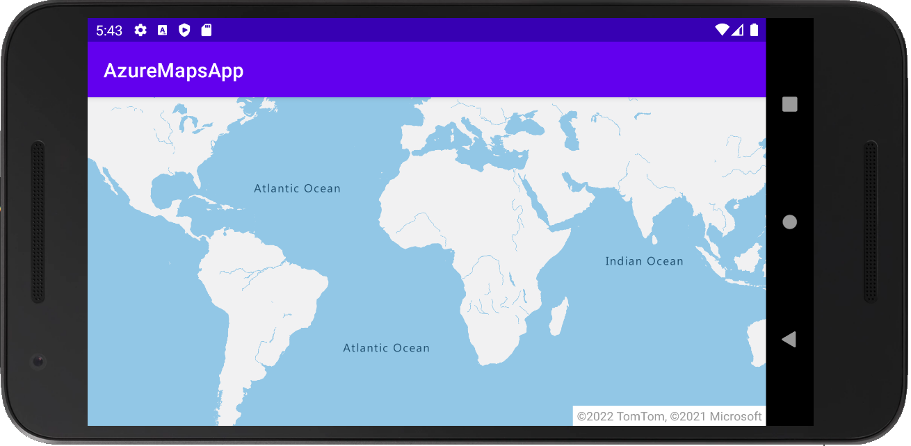 En skärmbild som visar Azure Maps i ett Android-program.