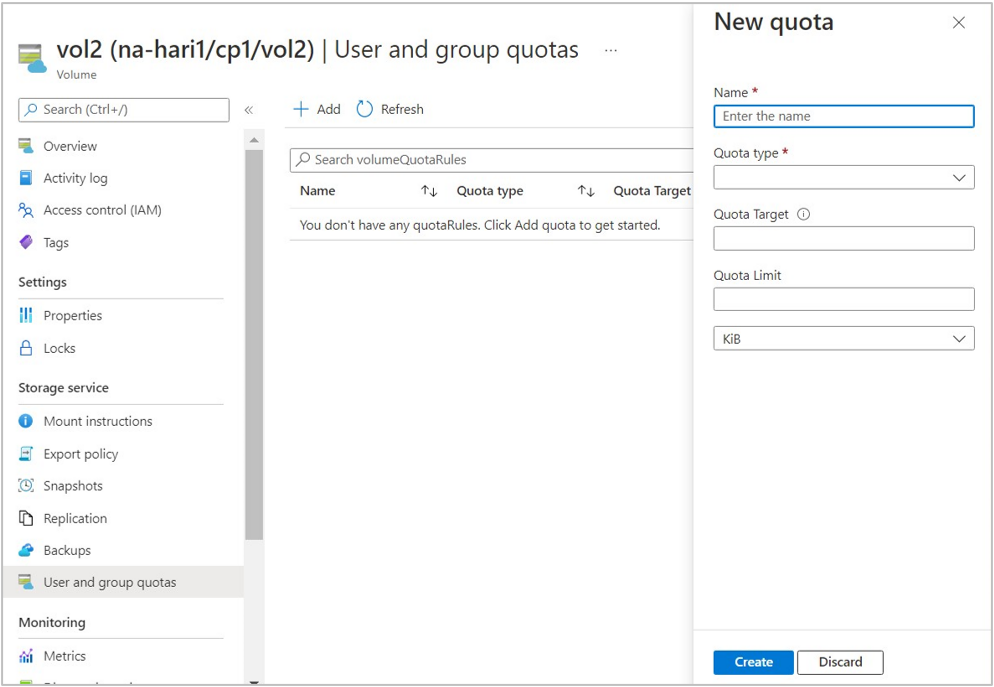 Skärmbild som visar fönstret Ny kvot för användare och gruppkvoter.