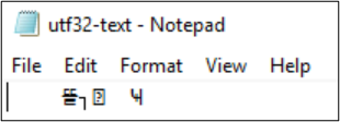 Skärmbild av felaktigt renderade UTF-32-tecken.