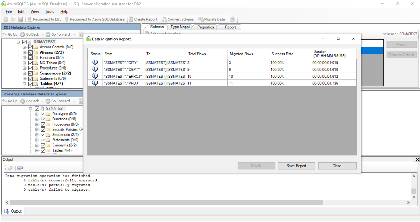 Screenshot that shows where to review the data migration report.