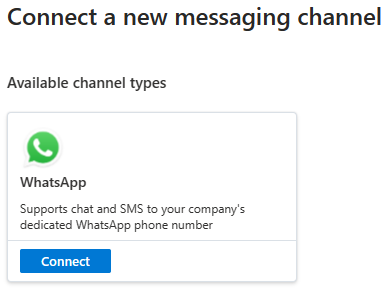 Skärmbild som visar Anslut till WhatsApp Channel.