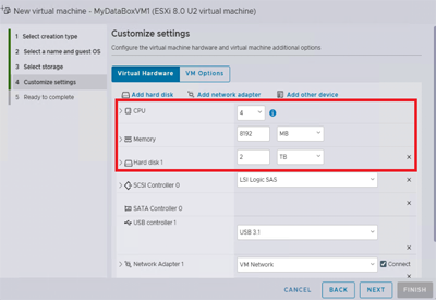 Screenshot showing the contents of the Customize Settings pane.