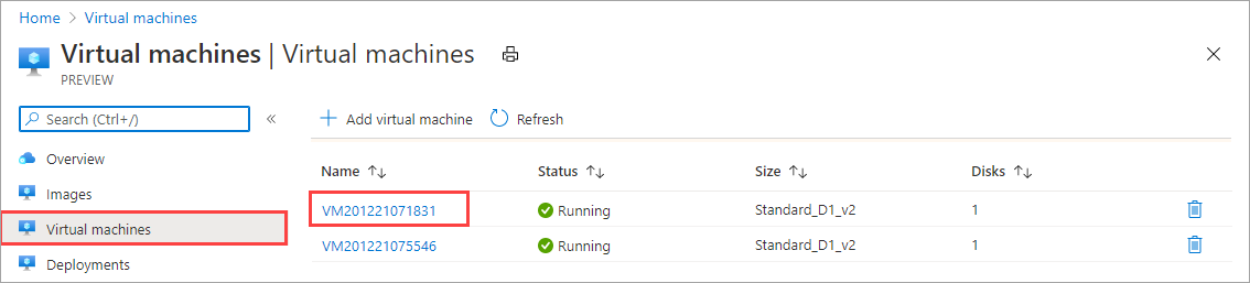 Visa lista över virtuella datorer