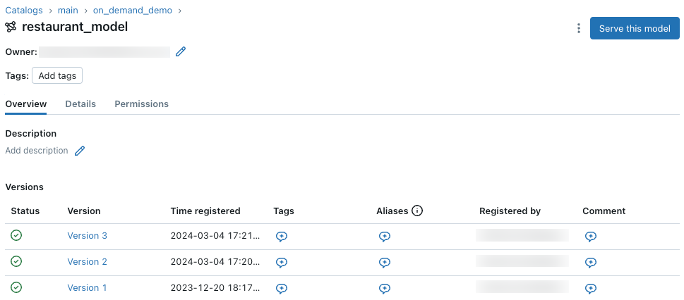 sidan med modellinformation