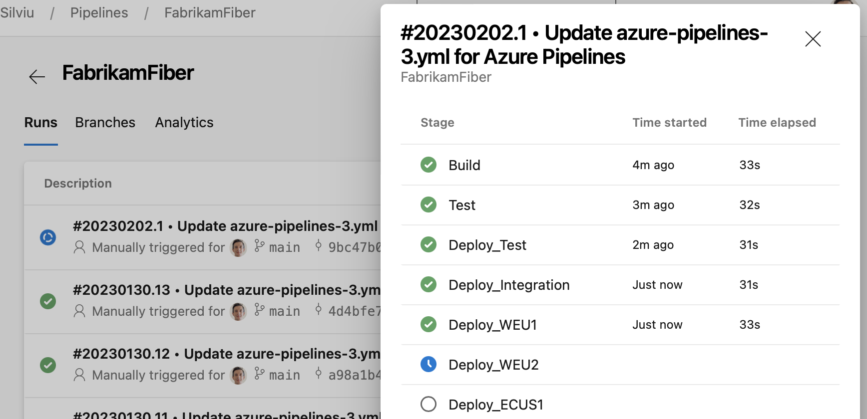 Uppdateringar av användargränssnittet för pipelines