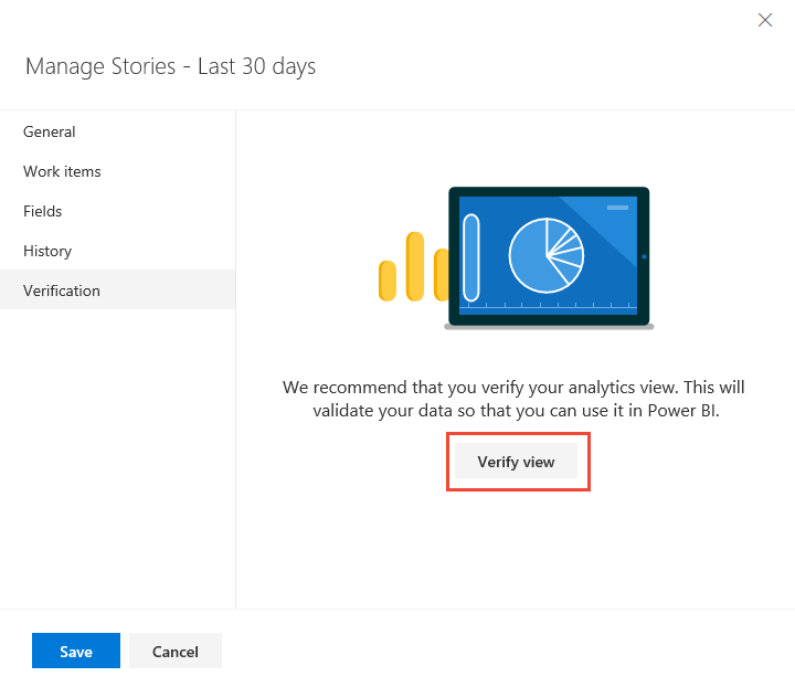 Välj fliken Verifiering och sedan knappen Verifiera vy.