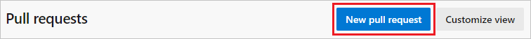 Skärmbild av knappen Ny pull request.