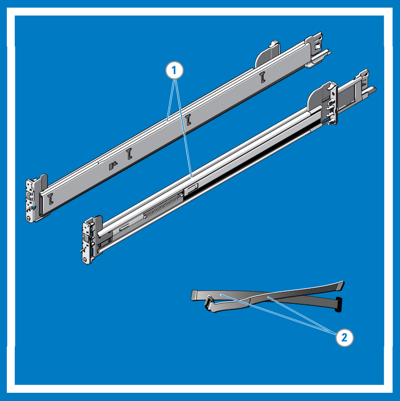 Numrerad ritning av rail kit-innehåll