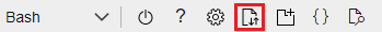 Skärmbild som visar knappen ladda upp fil i Azure Cloud Shell.