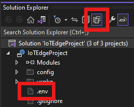 Skärmbild av knappen som visar alla filer i Solution Explorer.