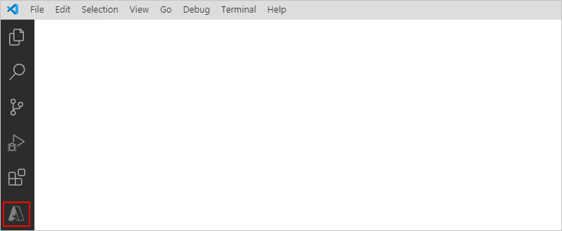 Skärmbild som visar Aktivitetsfältet i Visual Studio Code och den valda Azure-ikonen.