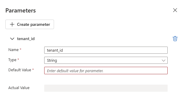 Skärmbild som visar hur du lägger till en parameter i designern.