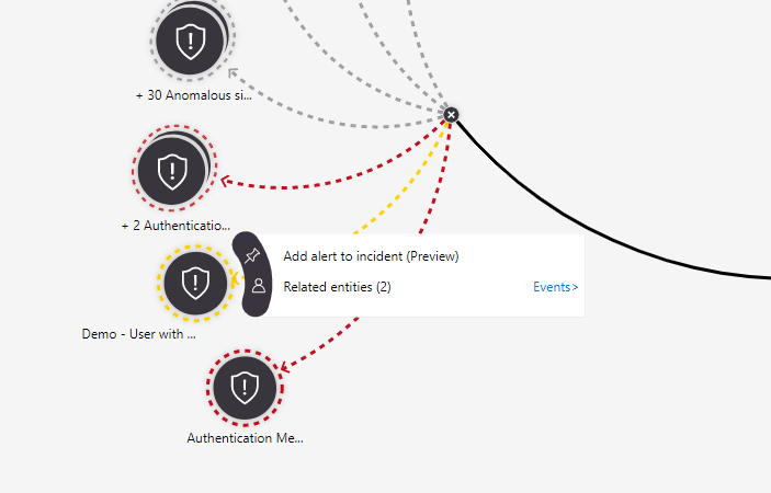 Skärmbild av hur du lägger till en avisering till en incident i undersökningsdiagrammet.