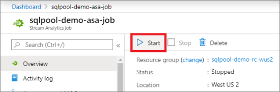 Starta Stream Analytics-jobb