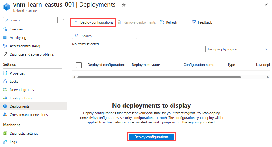 Skärmbild av fönstret för distributioner i Virtual Network Manager.