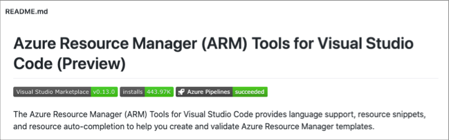 Skärmbild av ett Azure Pipelines-märke på en readme-fil i GitHub.